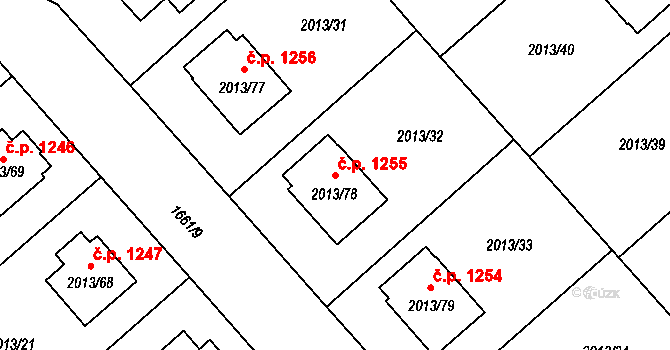 Pelhřimov 1255 na parcele st. 2013/78 v KÚ Pelhřimov, Katastrální mapa