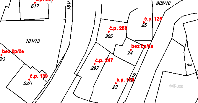 Zásmuky 247 na parcele st. 297 v KÚ Zásmuky, Katastrální mapa