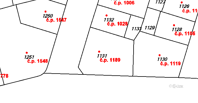 Žižkov 1189, Praha na parcele st. 1131 v KÚ Žižkov, Katastrální mapa