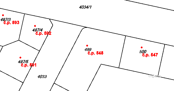 Dejvice 548, Praha na parcele st. 499 v KÚ Dejvice, Katastrální mapa