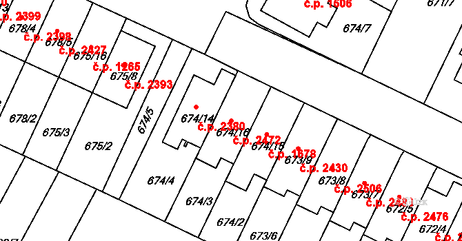 České Budějovice 3 2472, České Budějovice na parcele st. 674/16 v KÚ České Budějovice 3, Katastrální mapa