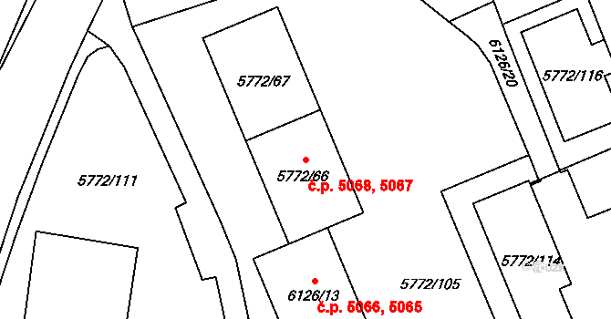 Chomutov 5067,5068 na parcele st. 5772/66 v KÚ Chomutov I, Katastrální mapa