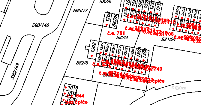 Ivančice 683 na parcele st. 932/1 v KÚ Ivančice, Katastrální mapa