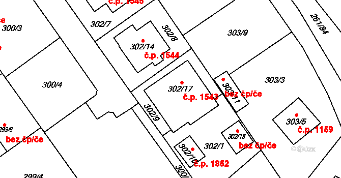 Chotěboř 1543 na parcele st. 302/17 v KÚ Chotěboř, Katastrální mapa