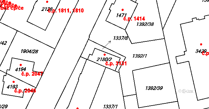 Šumperk 3131 na parcele st. 2180/2 v KÚ Šumperk, Katastrální mapa