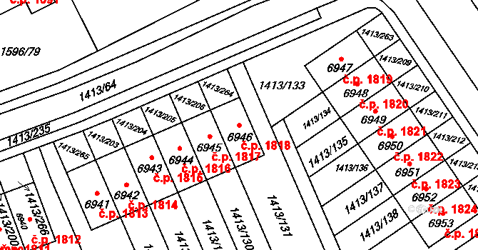 Beroun-Město 1818, Beroun na parcele st. 6946 v KÚ Beroun, Katastrální mapa