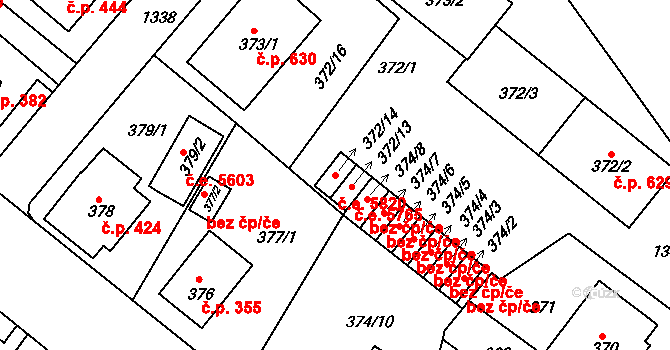 Bukov 5820, Ústí nad Labem na parcele st. 372/14 v KÚ Bukov, Katastrální mapa