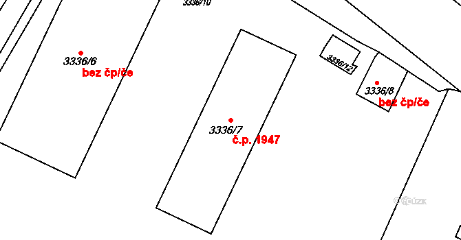 Kadaň 1947 na parcele st. 3336/7 v KÚ Kadaň, Katastrální mapa