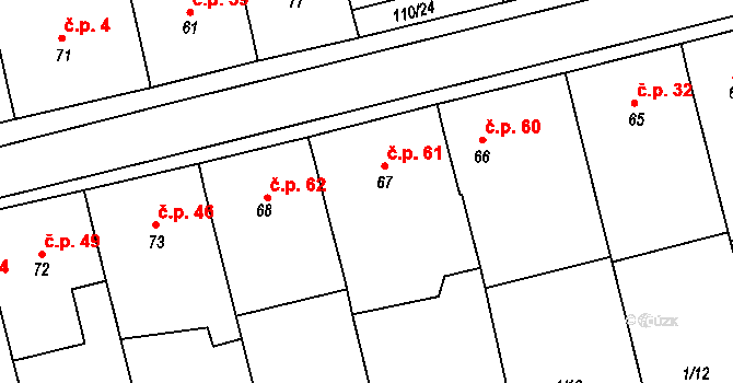 Bítovánky 61, Želetava na parcele st. 67 v KÚ Bítovánky, Katastrální mapa