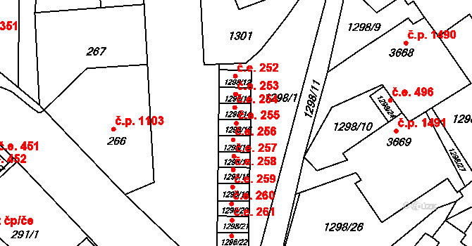Rumburk 1 255, Rumburk na parcele st. 1298/15 v KÚ Rumburk, Katastrální mapa