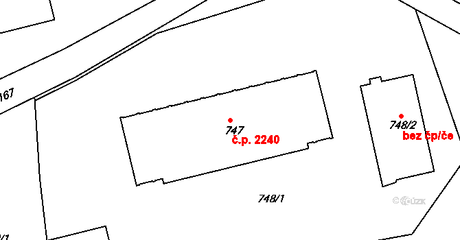 Sokolov 2240 na parcele st. 747 v KÚ Sokolov, Katastrální mapa
