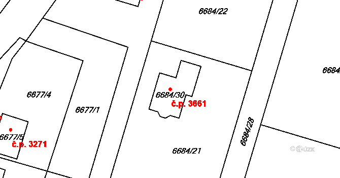 Frýdek 3661, Frýdek-Místek na parcele st. 6684/30 v KÚ Frýdek, Katastrální mapa