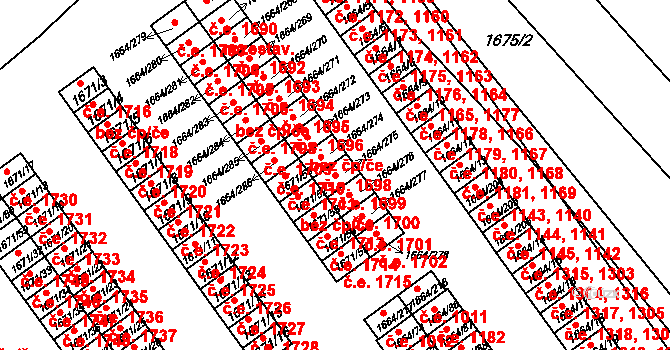Teplické Předměstí 1699, Bílina na parcele st. 1664/275 v KÚ Bílina, Katastrální mapa