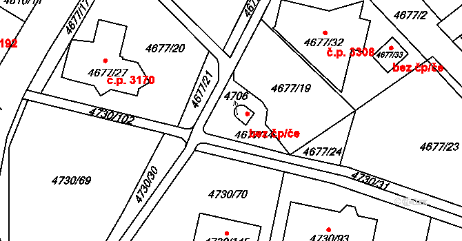 Teplice 39164888 na parcele st. 4706 v KÚ Teplice, Katastrální mapa