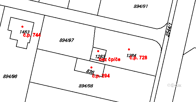 Pacov 39268888 na parcele st. 1283 v KÚ Pacov, Katastrální mapa