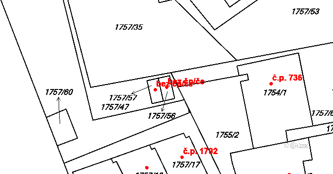 Pelhřimov 42137888 na parcele st. 1757/56 v KÚ Pelhřimov, Katastrální mapa