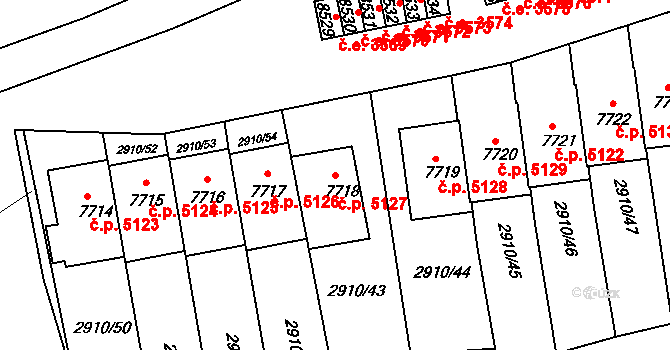 Zlín 5127 na parcele st. 7718 v KÚ Zlín, Katastrální mapa