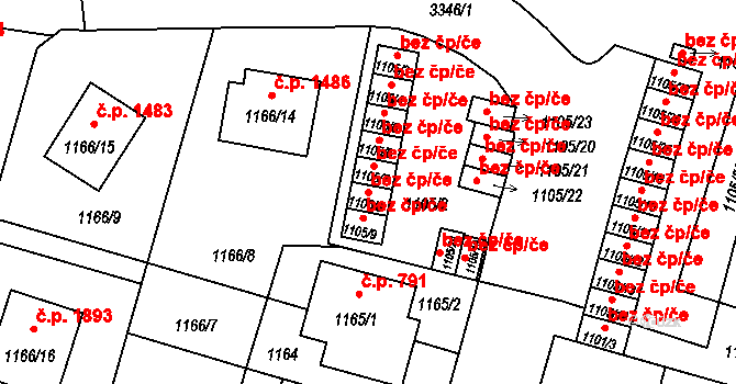 Benešov 42450888 na parcele st. 1105/8 v KÚ Benešov u Prahy, Katastrální mapa