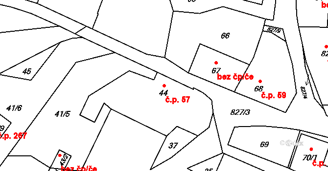 Neplachovice 57 na parcele st. 44 v KÚ Neplachovice, Katastrální mapa