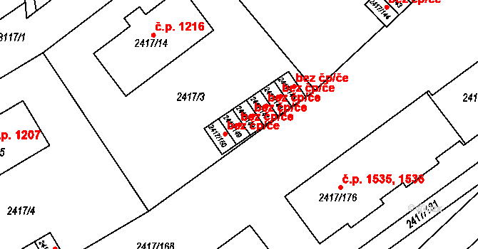 Rychnov nad Kněžnou 42612888 na parcele st. 2417/149 v KÚ Rychnov nad Kněžnou, Katastrální mapa