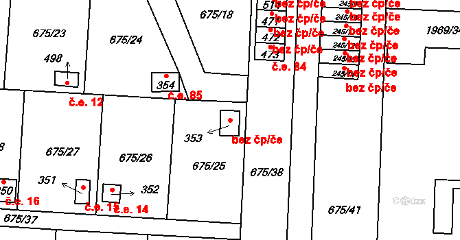 Bečov 13 na parcele st. 353 v KÚ Bečov u Mostu, Katastrální mapa