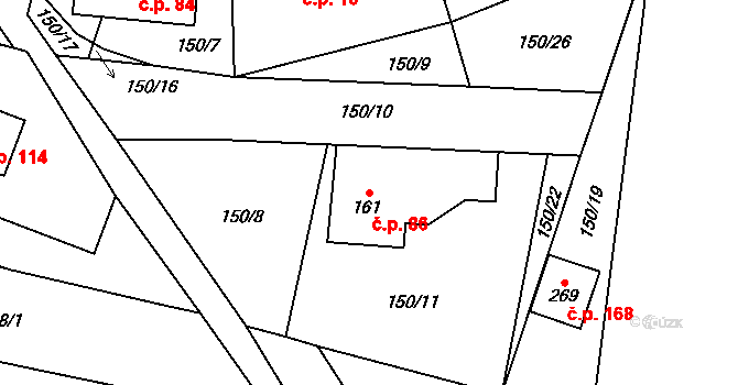 Podvihov 86, Opava na parcele st. 161 v KÚ Podvihov, Katastrální mapa