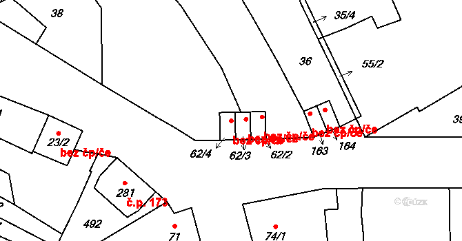Kožušany-Tážaly 47374888 na parcele st. 62/4 v KÚ Kožušany, Katastrální mapa