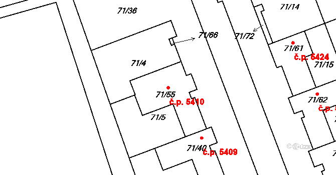 Helenín 5410, Jihlava na parcele st. 71/55 v KÚ Helenín, Katastrální mapa