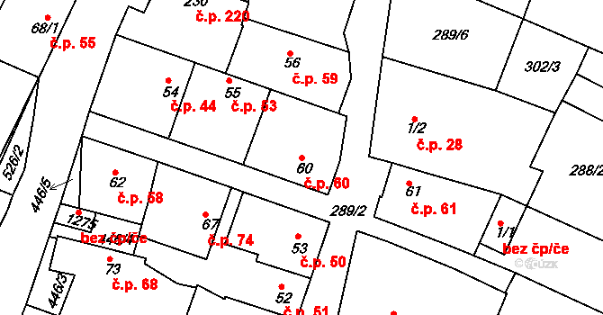 Neratovice 60 na parcele st. 60 v KÚ Neratovice, Katastrální mapa