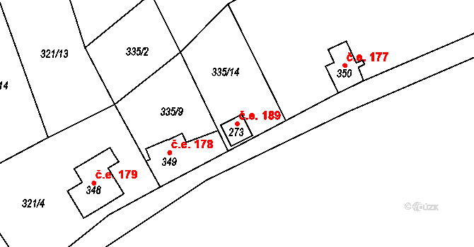 Čisovice 189 na parcele st. 273 v KÚ Čisovice, Katastrální mapa