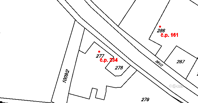 Jasenná 234 na parcele st. 277 v KÚ Jasenná, Katastrální mapa