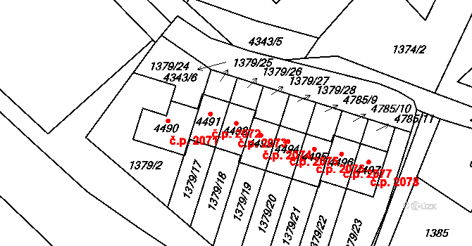 Frenštát pod Radhoštěm 2073 na parcele st. 4492 v KÚ Frenštát pod Radhoštěm, Katastrální mapa