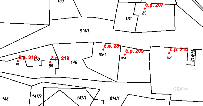 Telce 25, Peruc na parcele st. 85/1 v KÚ Telce, Katastrální mapa