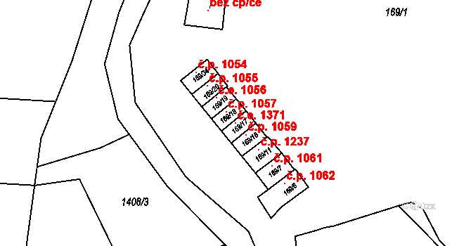 Dobšice 1371 na parcele st. 169/17 v KÚ Dobšice u Znojma, Katastrální mapa