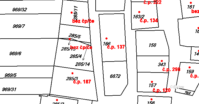 Brumovice 137 na parcele st. 166 v KÚ Brumovice, Katastrální mapa