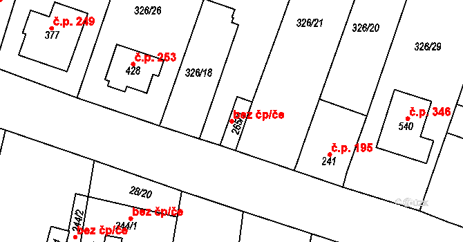 Konárovice 100002889 na parcele st. 265/2 v KÚ Konárovice, Katastrální mapa