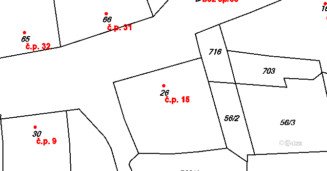 Tučapy 15, Holešov na parcele st. 26 v KÚ Tučapy u Holešova, Katastrální mapa