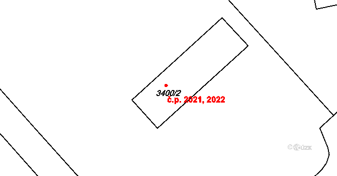 Znojmo 2021,2022 na parcele st. 3400/2 v KÚ Znojmo-město, Katastrální mapa