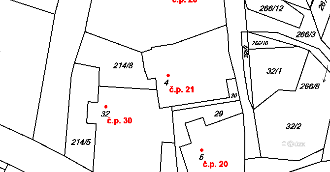 Krchlebská Lhota 21, Zbýšov na parcele st. 4 v KÚ Krchlebská Lhota, Katastrální mapa