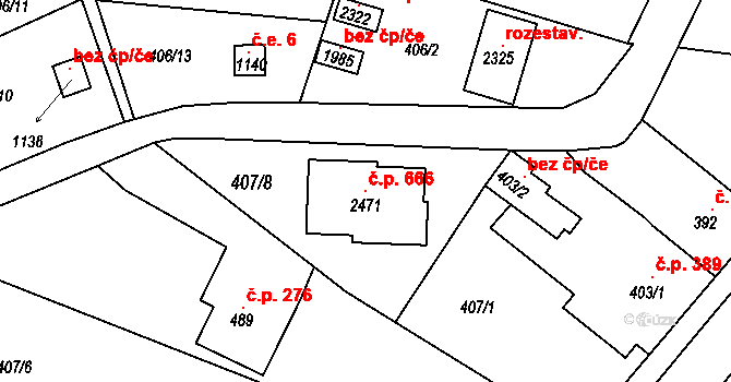 Příbram VI-Březové Hory 666, Příbram na parcele st. 2471 v KÚ Březové Hory, Katastrální mapa