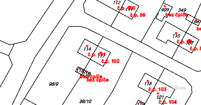 Vysoká Pec 102, Bohutín na parcele st. 117 v KÚ Vysoká Pec u Bohutína, Katastrální mapa