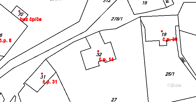 Libchyně 14 na parcele st. 32 v KÚ Libchyně, Katastrální mapa