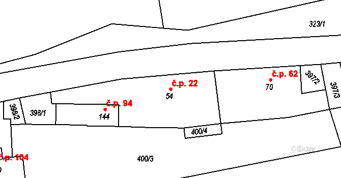 Suchá 22, Nechanice na parcele st. 54 v KÚ Suchá u Nechanic, Katastrální mapa