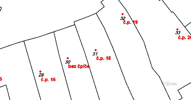 Želechovice 18 na parcele st. 31 v KÚ Želechovice u Uničova, Katastrální mapa