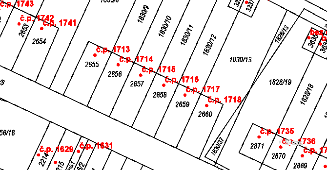 Hořice 1716 na parcele st. 2658 v KÚ Hořice v Podkrkonoší, Katastrální mapa