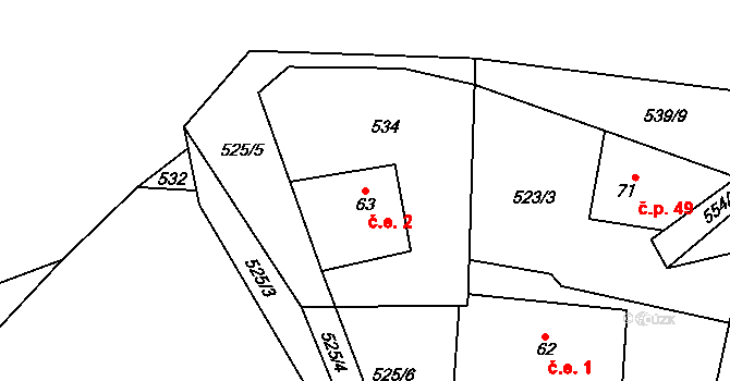Mlýnický Dvůr 2, Červená Voda na parcele st. 63 v KÚ Mlýnický Dvůr, Katastrální mapa