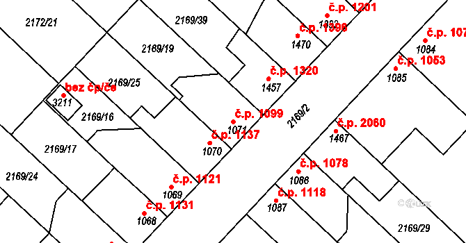 Lysá nad Labem 1099 na parcele st. 1071 v KÚ Lysá nad Labem, Katastrální mapa