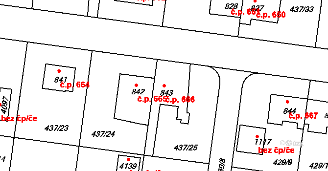 Strakonice I 666, Strakonice na parcele st. 843 v KÚ Strakonice, Katastrální mapa