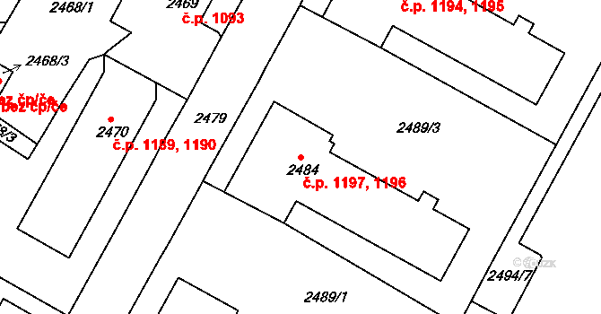 Duchcov 1196,1197 na parcele st. 2484 v KÚ Duchcov, Katastrální mapa
