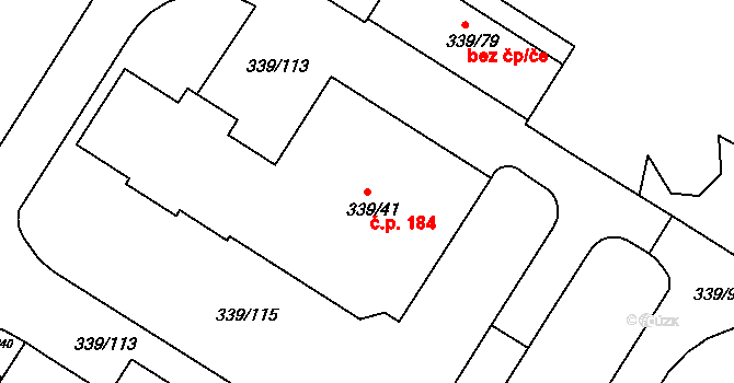 Hatě 184, Chvalovice na parcele st. 339/41 v KÚ Chvalovice, Katastrální mapa